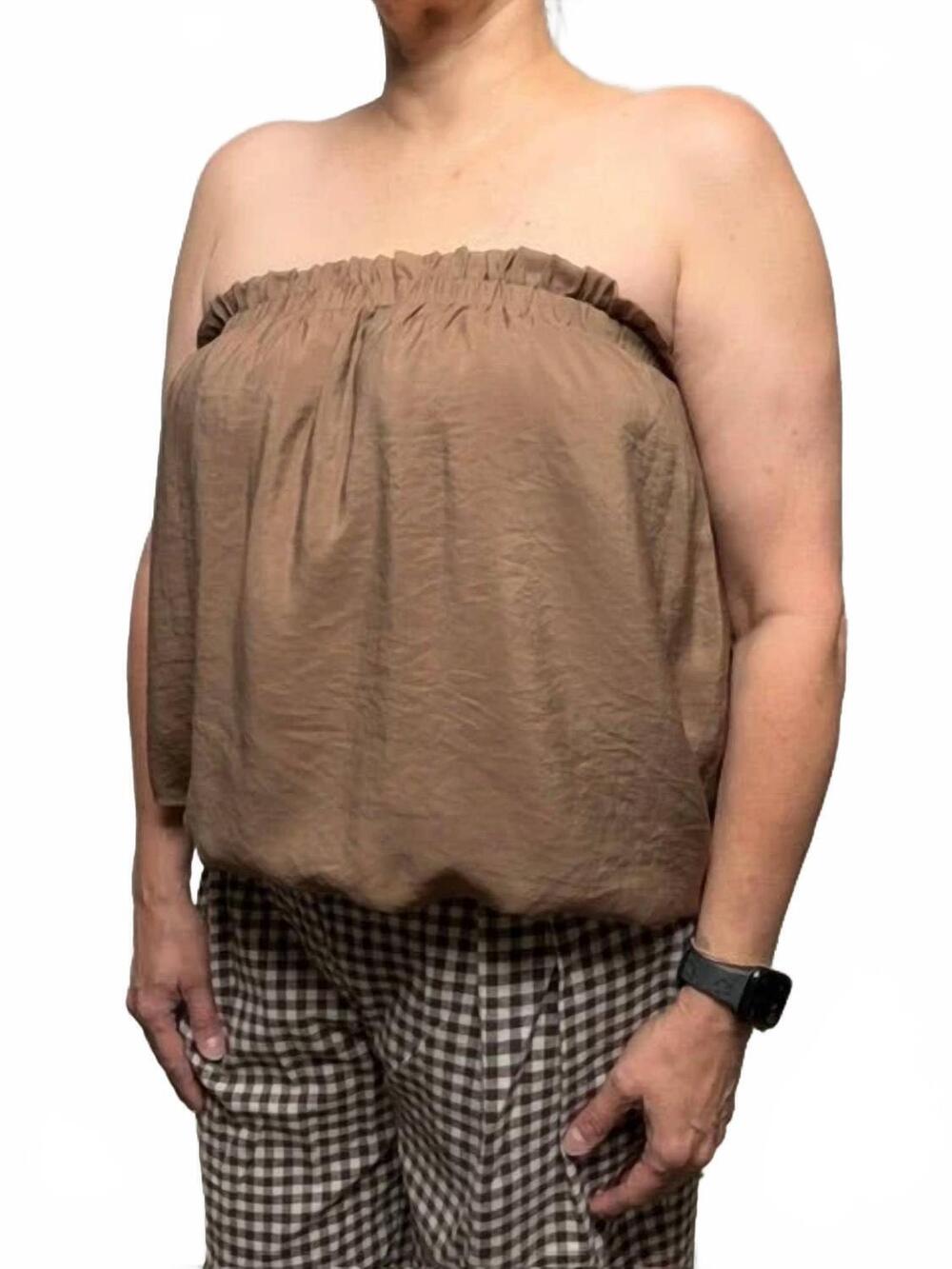 NEW NAKED ZEBRA crinkled breeze bubble top in brown